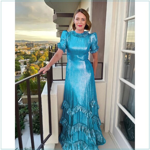 The Vampire’s Wife $4990 Sky Rocket Runway Gown in Metallic Sky Blue - Picture 1 of 16
